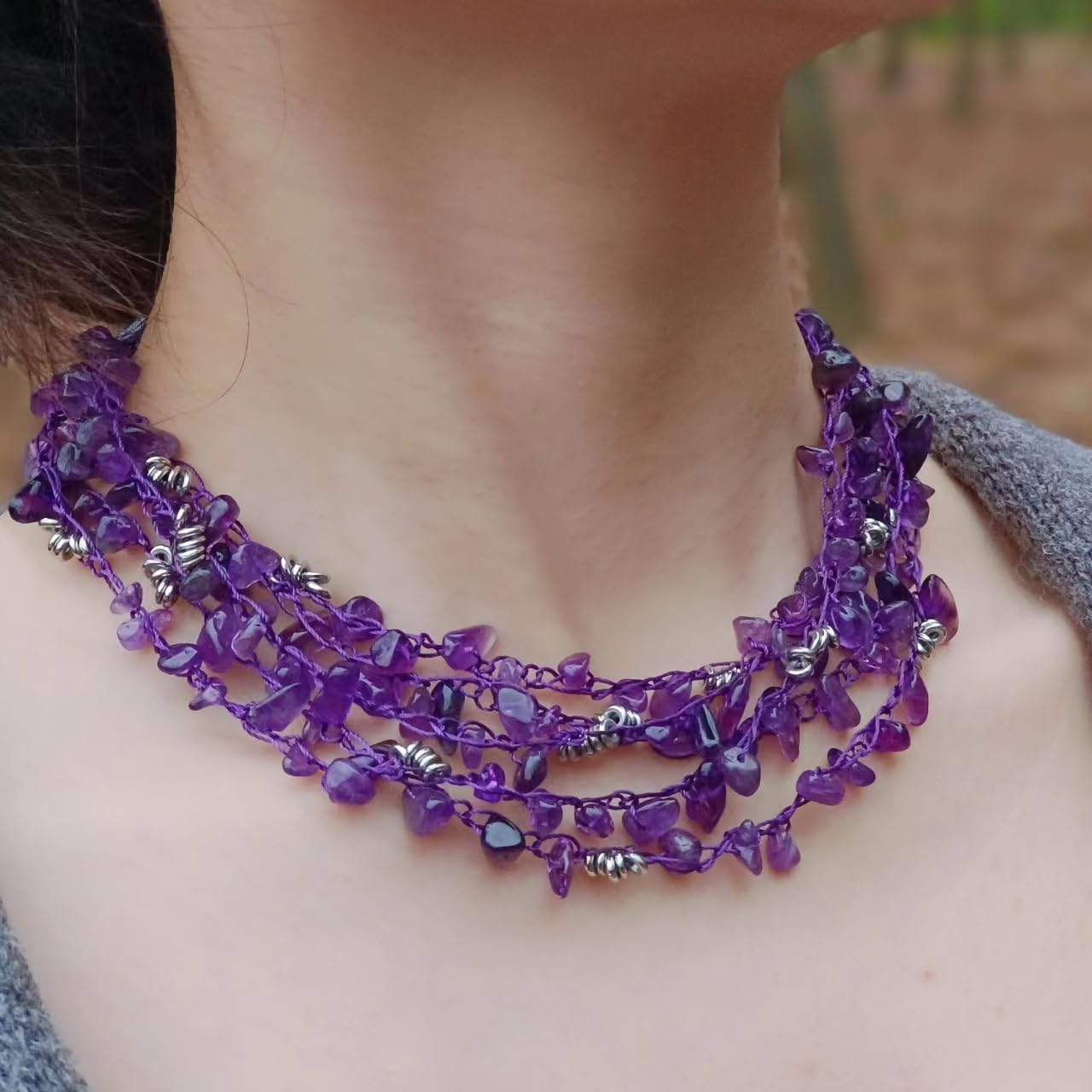 Bocar Necklaces for Women, Multi Layer 5 Strand Statement Collar Beaded Necklace for Women Gift (NK-10694) - Image 3