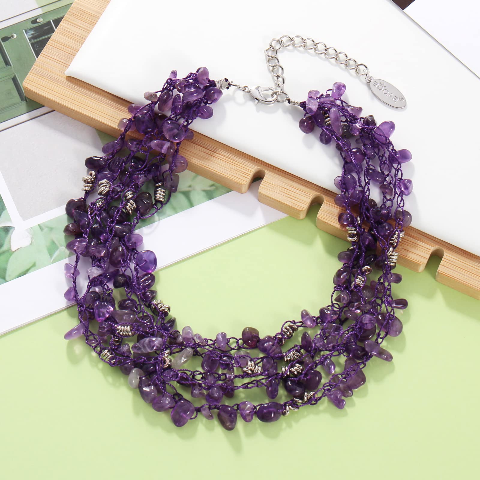 Bocar Necklaces for Women, Multi Layer 5 Strand Statement Collar Beaded Necklace for Women Gift (NK-10694) - Image 4