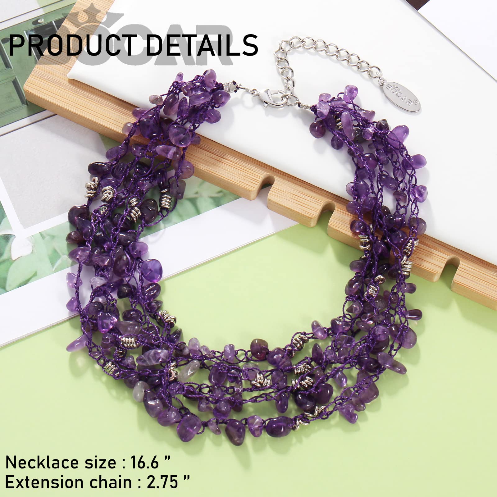 Bocar Necklaces for Women, Multi Layer 5 Strand Statement Collar Beaded Necklace for Women Gift (NK-10694) - Image 6