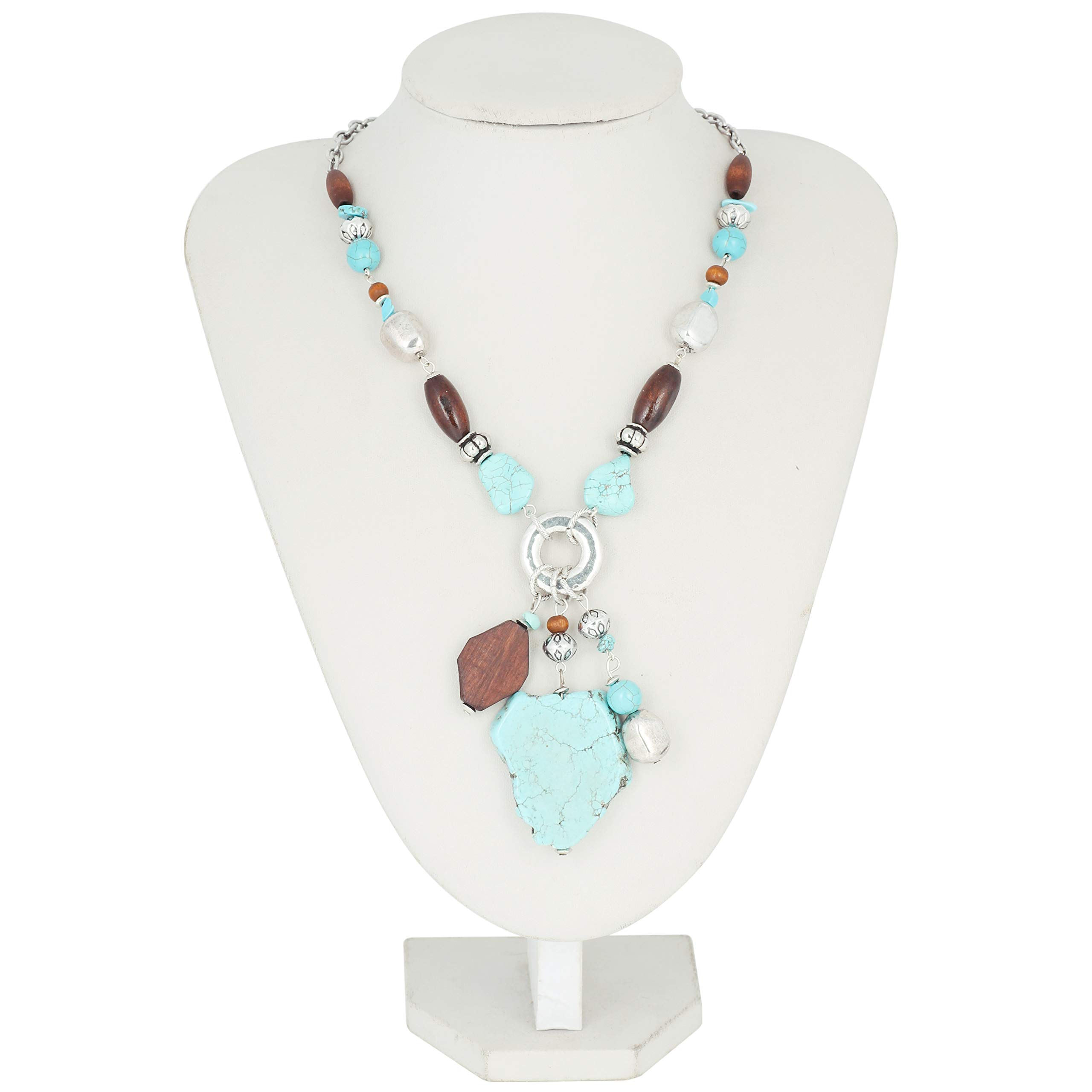 Bocar Personalized Simulated Turquoise Statement Pendant Necklace for Women Gifts (NK-10115) - Image 3