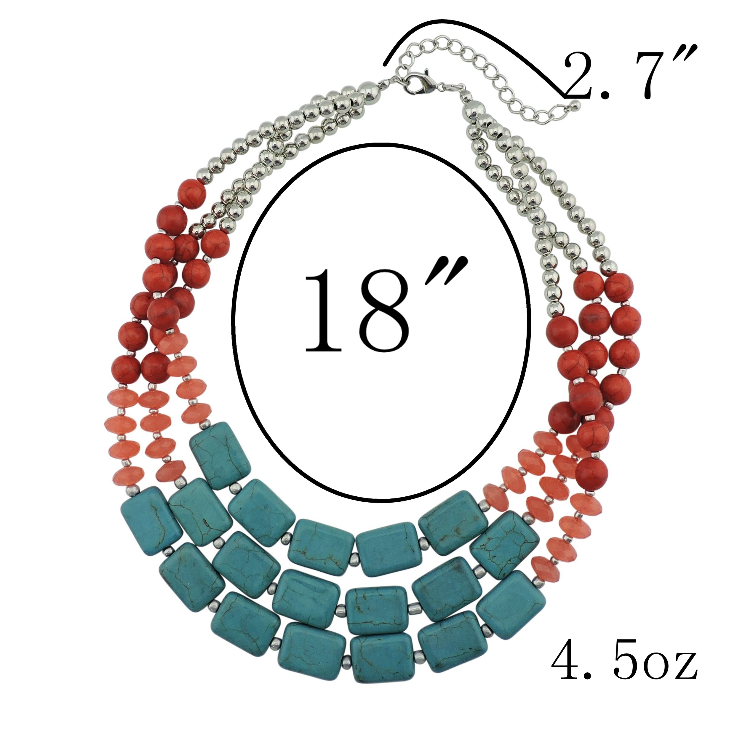 Bocar Statement 3 Strand Turquoise Colorful Chunky Necklace for Women Gifts - Image 4