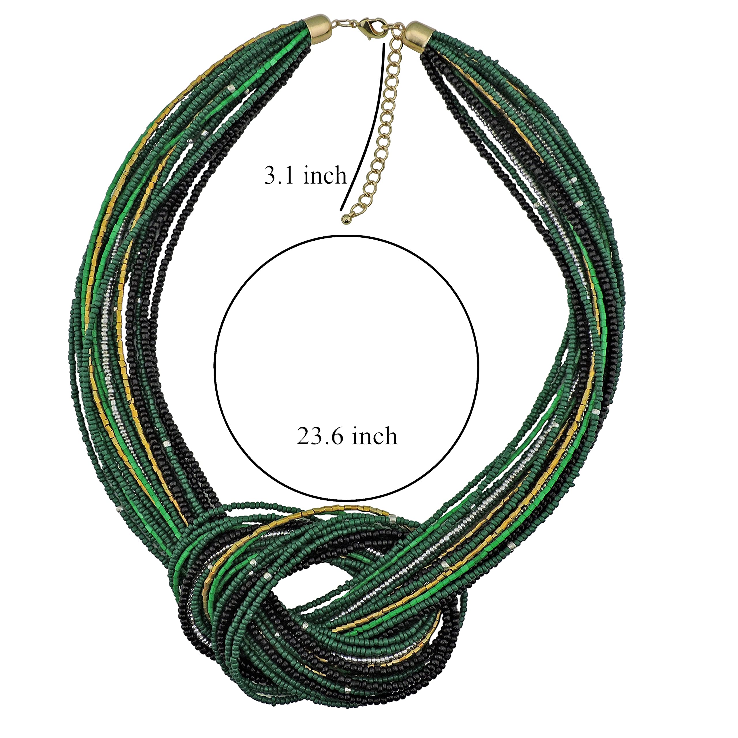 Bocar Statement Beaded Multilayer Chunky Bib Knot Necklace for Women (NK-10316) - Image 4