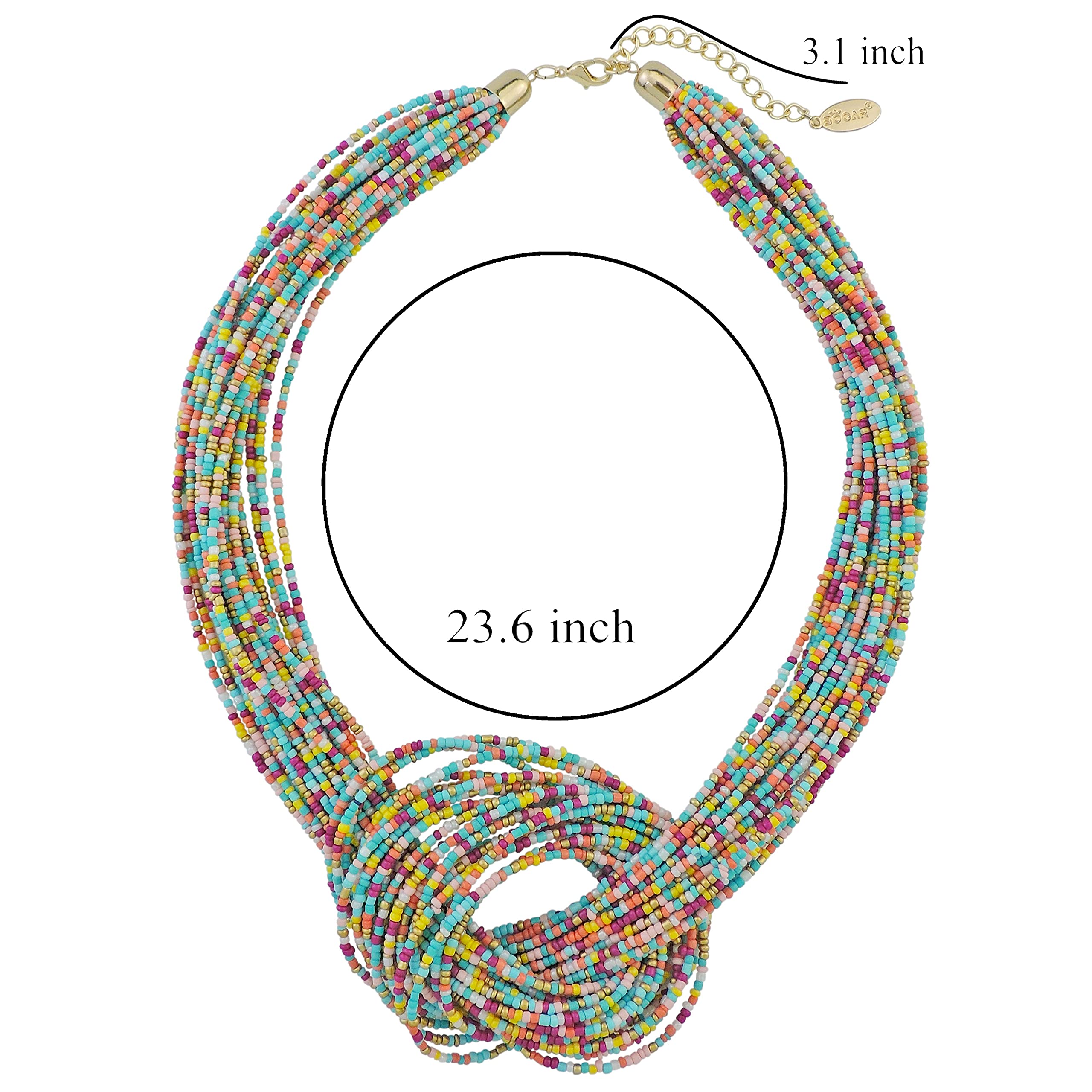 Bocar Statement Beaded Multilayer Chunky Bib Knot Necklace for Women (NK-10316) - Image 4