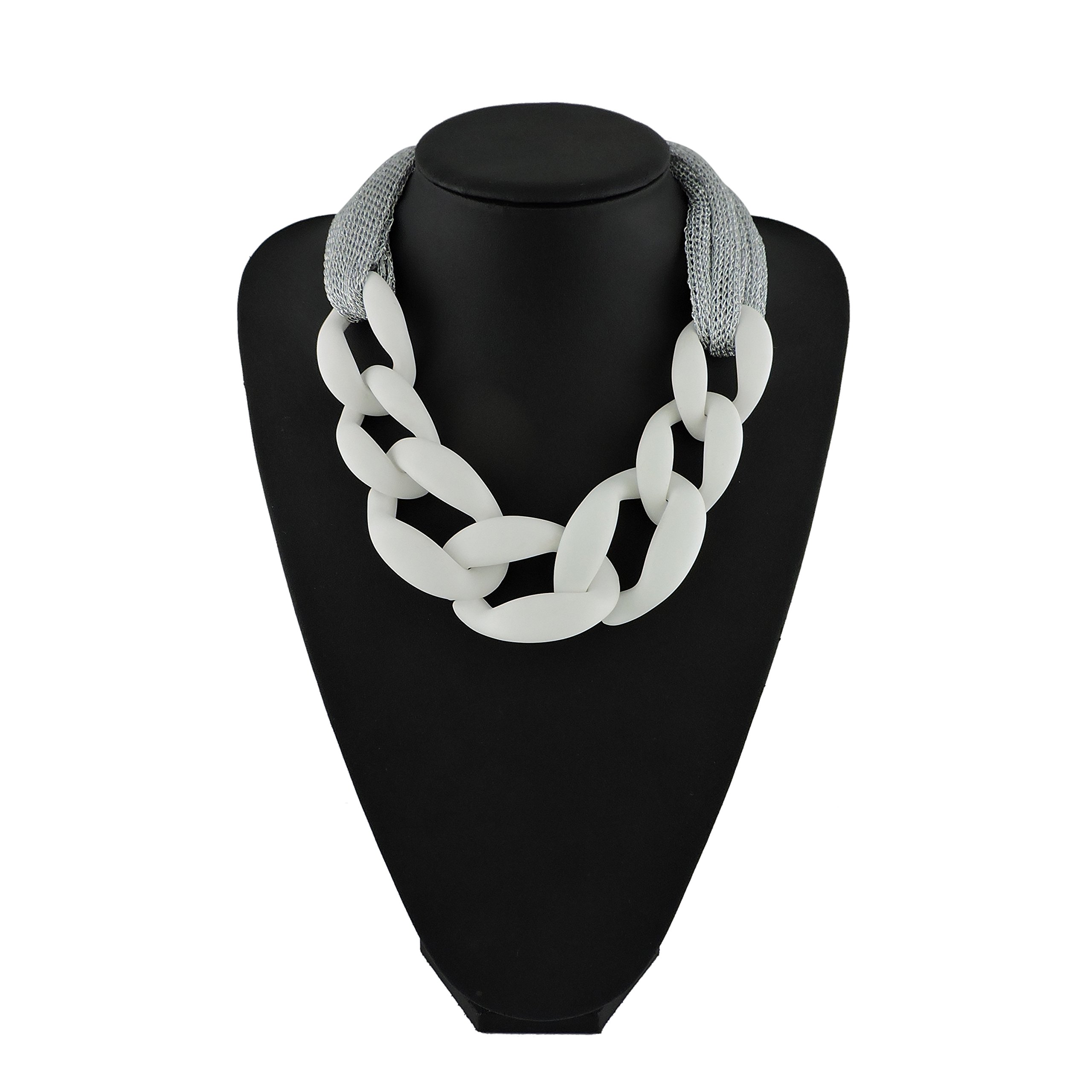 Bocar Statement Chunky Fashion Acrylic Beads Choker Cube Link Chain Necklace for Women Gifts - Image 3