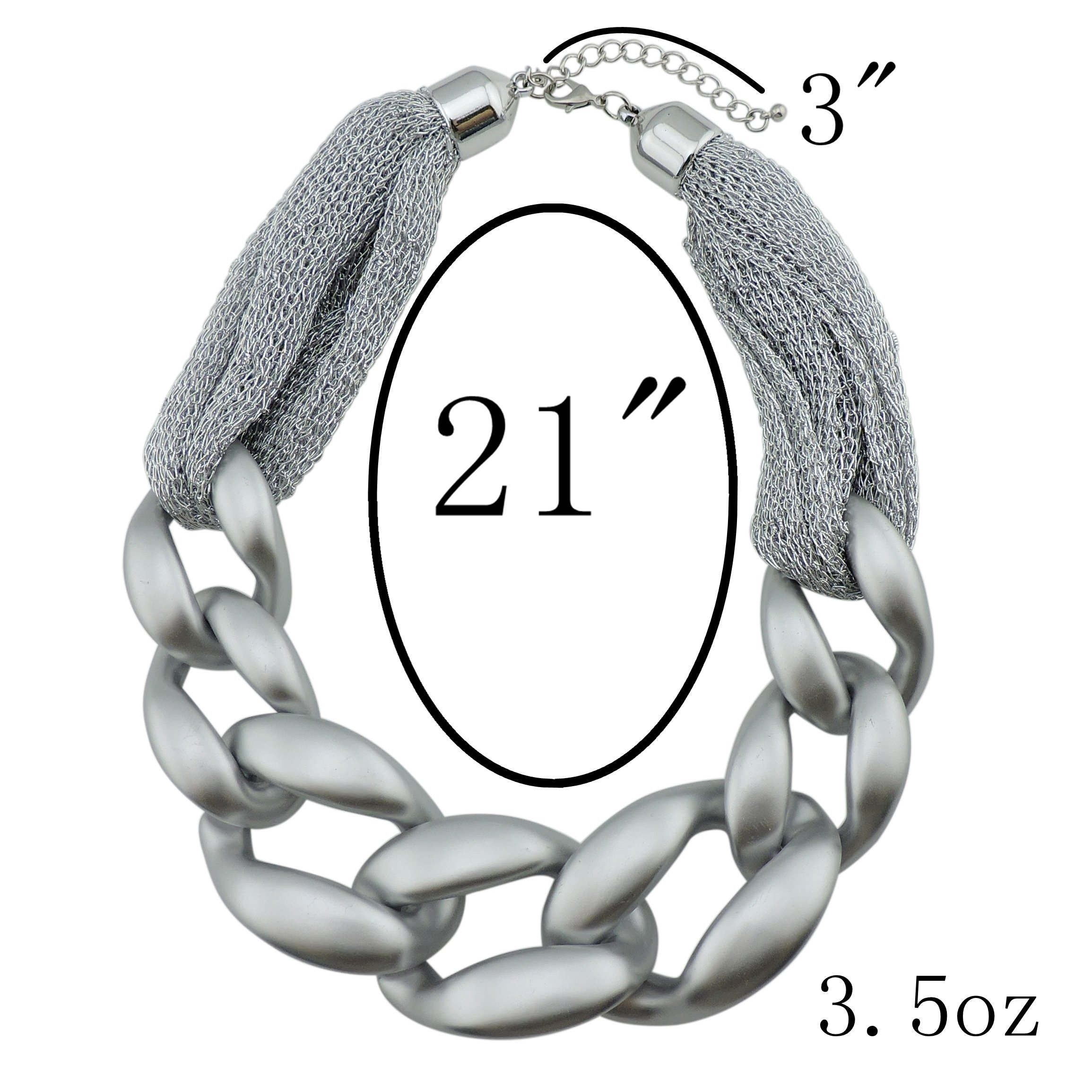 Bocar Statement Chunky Fashion Acrylic Beads Choker Cube Link Chain Necklace for Women Gifts - Image 5