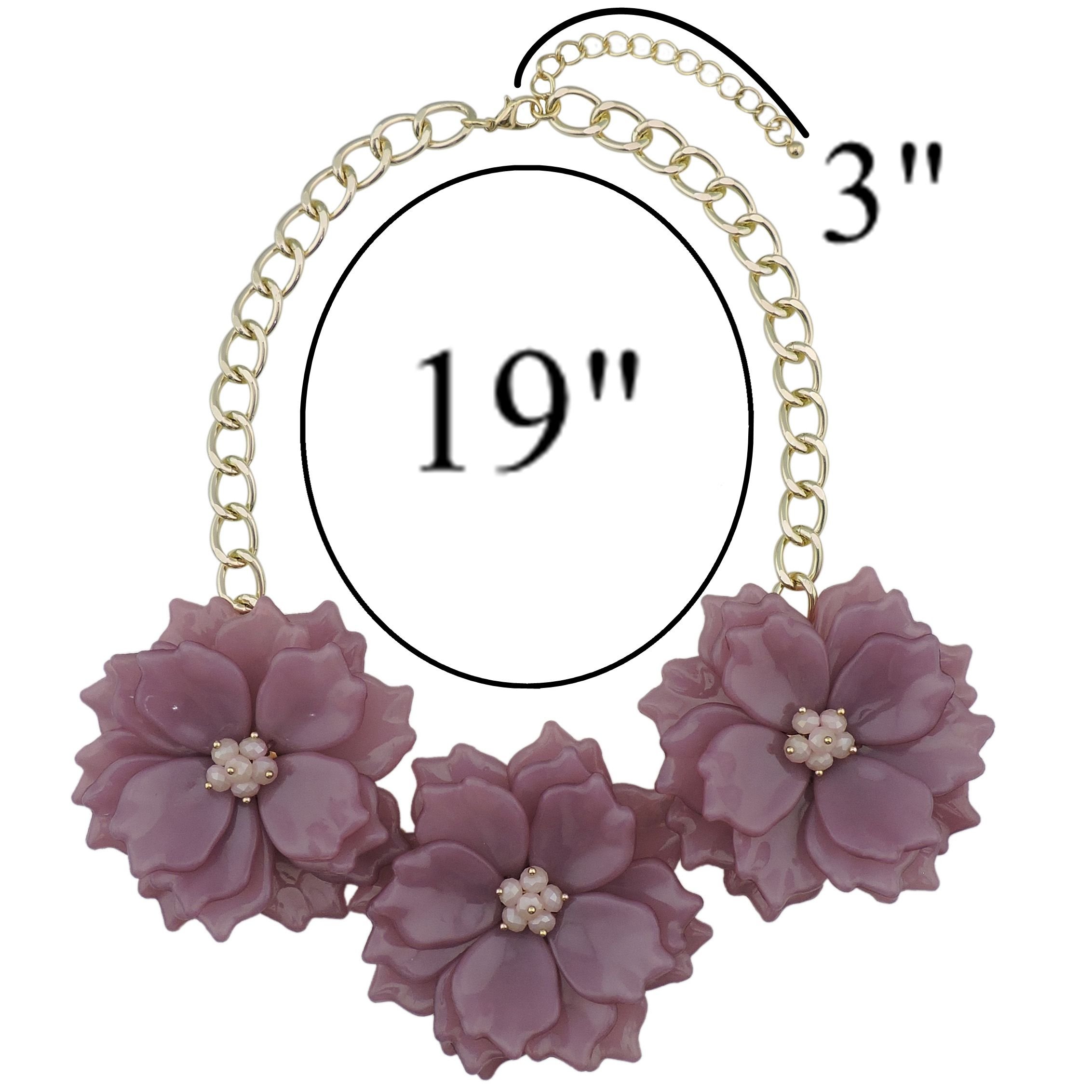 Bocar Statement Chunky Flower Necklace Bib Collar Jewelry Set for Women - Image 4