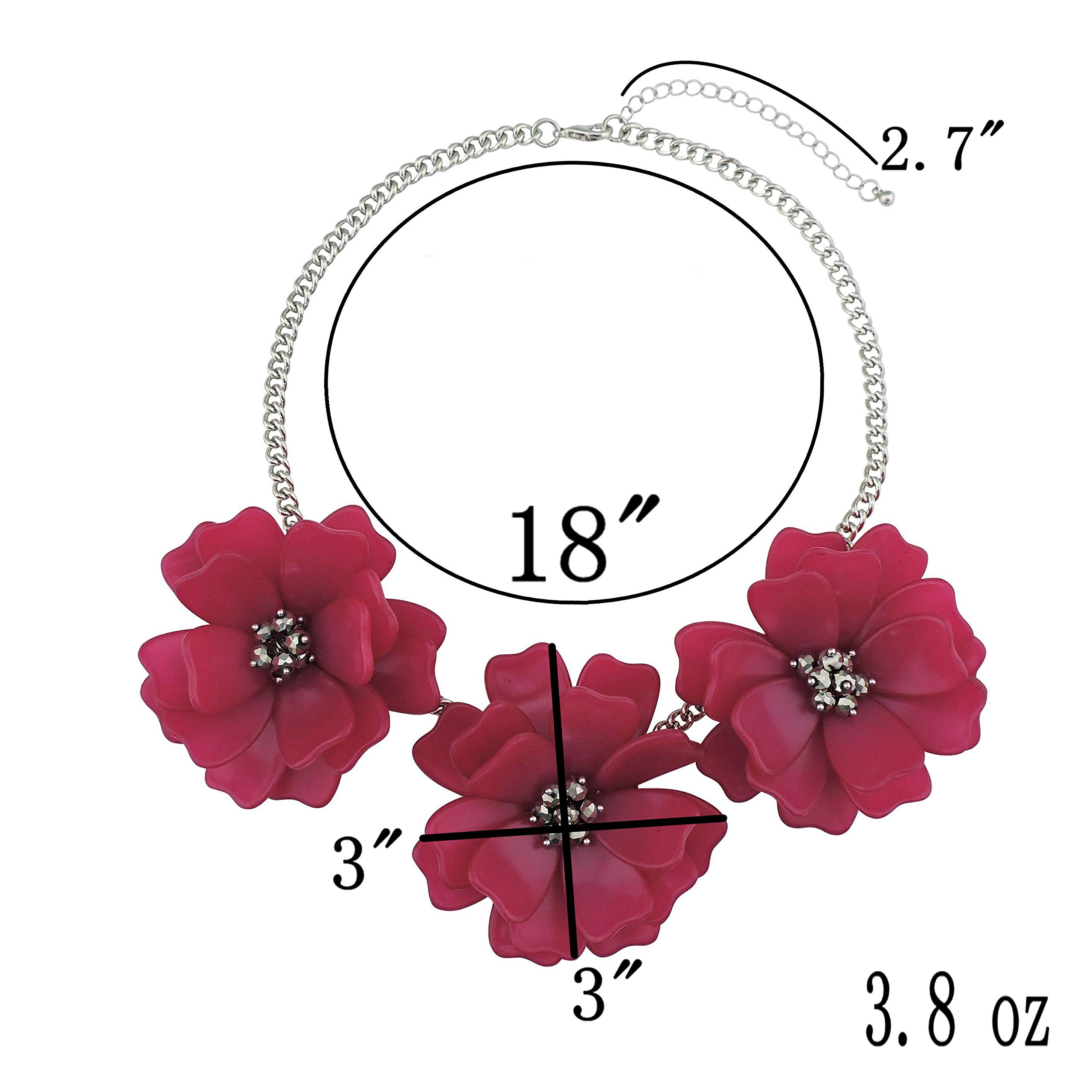 Bocar Statement Flower Necklace Handmade Bib Collar Jewelry Set for Women - Image 3