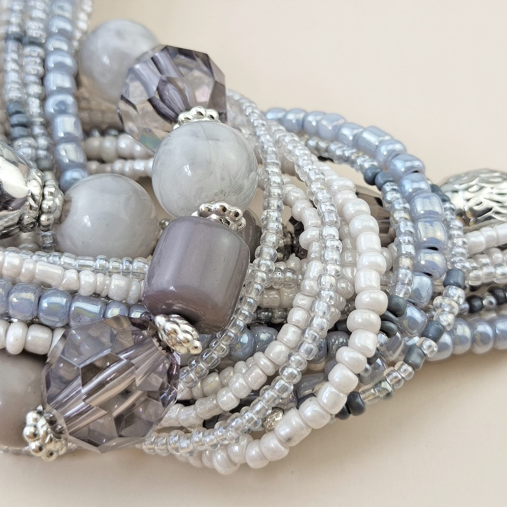 Bocar Statement Seed Beads Necklace for Women Multilayer beaded Collar Necklace (NK-10345) - Image 4